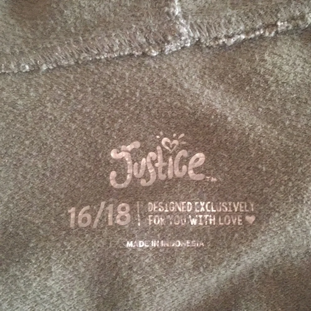 Justice jacket‎ zip up hoodie size 16/18 green with floral print lettering